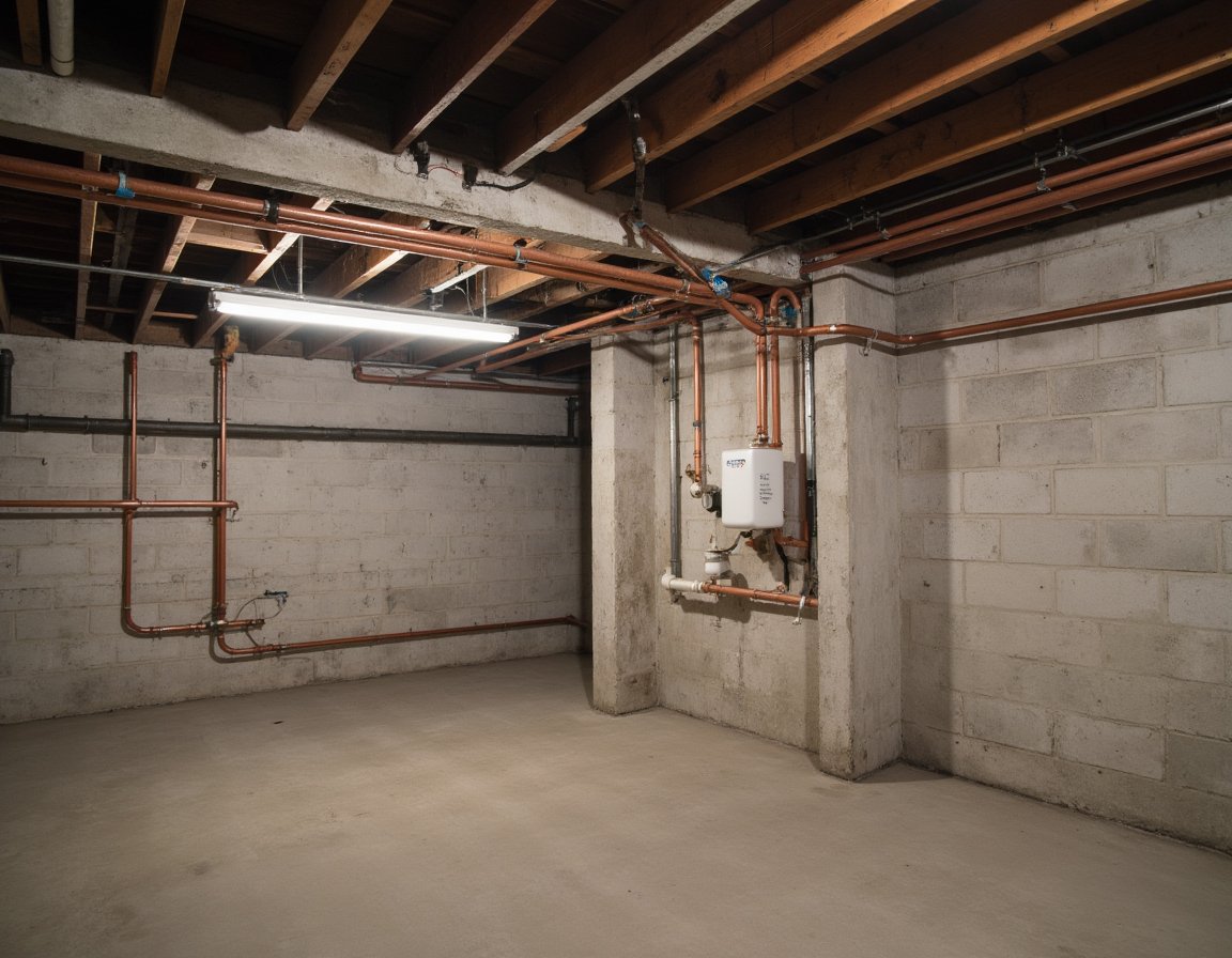 Wasserleitungen im Keller eines Hauses